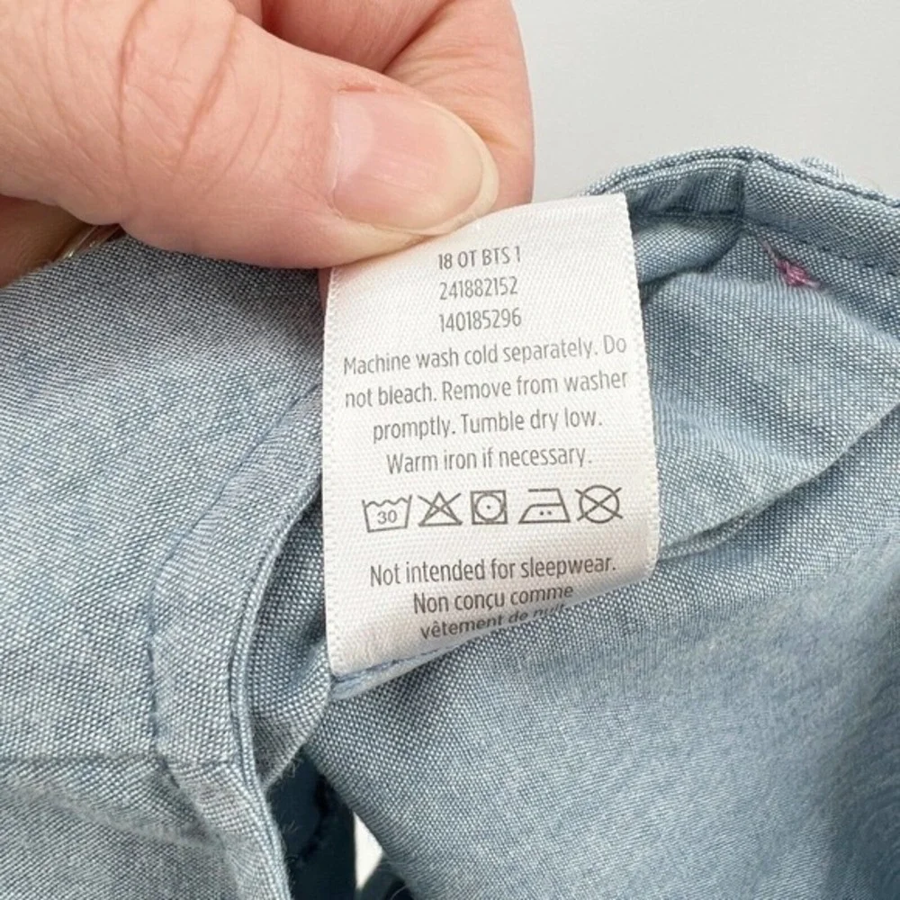 Gymboree Rainbow Pocket Chambray Denim Dress Button Back EUC